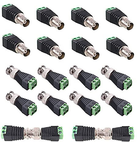 Lewttyer BNC Video Balun Verbinder Lötfreien Adapter Terminalblock,2 Polig Bnc Männlich Stecker Mit Weiblich Buchse Kit,Schraubklemme Kabel Verbinder Cctv Kamera Connector