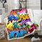 Homemissing Hippie Graffiti Stil Kuscheldecke Kinder Jungen Hip Hop Straßenkultur Decke 150x200cm Jugendliche Buntes Graffiti Muster Flanell Fleecedecke Hipster Wohndecke für Schlafsofa Couch