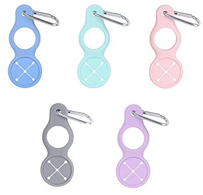 5 Stücke Flaschen Karabiner Silikon Schnalle für Wasserflasche Kotbeutelhalter Abfallsackträger Hundekot Beutel Halter für Outdoor Aktivitäten wie Bergsteigen und Camping(Grau, Grün, Blau, Rosa, Lila)