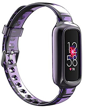 Bracelet de montre robuste compatible avec Fitbit Luxe pour homme femme, étanche résistant aux chocs en silicone avec coque de protection compatible avec la montre connectée Fitbit Luxe