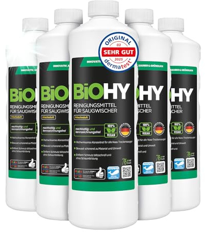 BiOHY Reinigungsmittel für Saugwischer mit Frischeduft (6 x 1 Liter) | Kompatibel mit Roborock, Dreame, Ecovacs, Tineco, Mova und Bissell Wisch- und Saugrobotern sowie Saugwischern