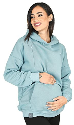 MijaCulture Umstandsmode 2in1 Stillpullover & Umstandspullover Stilltop Stillpulli Molly M001 (XL, Turkis)