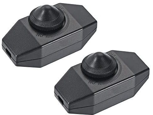 sourcing map Rotary Cord Switch, AC 220V 2A 150W Slide Control All Range No Welding Screw Terminal Lamp Dimmer, Black, Pack of 2