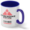 Cyberdyne Systems ART By Dune Inspired By Terminator Weiße Kaffeetasse Mug mit blauem Felgen und Griff