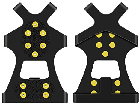 1 Paar Eis-/Schneegriffe, Schuhspikes, rutschfeste Gummi-Traktionsstollen Steigeisen mit 20 Stahlnieten für Spaziergänge auf Schnee und Eis, Schneeschaufeln, L (42–46)