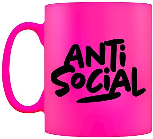 Grindstore Mug Anti-Social Fluo Rose 12x9.5cm