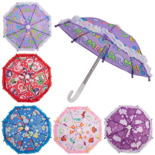 AUEAR, 5 Pack Colorful Mini Umbrella Cute Tiny Umbrellas Miniature Sunny Rainy Umbrella for Photography Props Home Decoration Supplies
