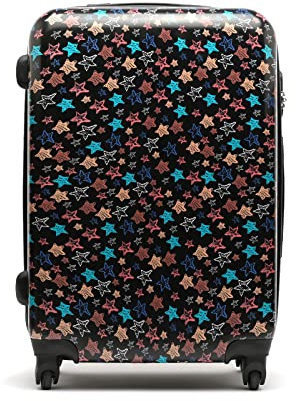 MISAKO Estrella Großer Harter Koffer mit Sternenmuster - Großer Unisex-Reisekoffer - Große Kapazität und mehrere Fächer Estrella Schwarz 76 X 50 X 26 cm Große Koffer
