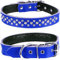 Haoyueer Hundehalsband mit Strasssteinen, verstellbar, glitzernde Kristallnieten, echtes Leder, Haustier-Hundehalsband für kleine und mittelgroße Hunde (M, Dunkelblau)