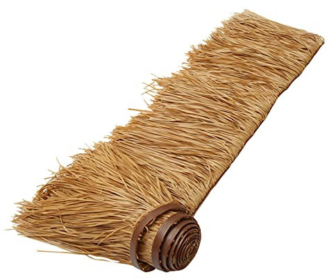 Chaume pour toiture Rouleau de Chaume en Palmier Toit en Paille de Style Mexicain Panneaux de Chaume Plastique PE pour Tiki Bar Garden Hawaii Jardin Parasol de Plage Clôture Partie(Size:4m/13.1ft)