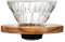 HARIO VDGR-01-OV V60 - Gotero de café transparente de vidrio resistente al calor, madera de olivo 01 para 1-2 tazas