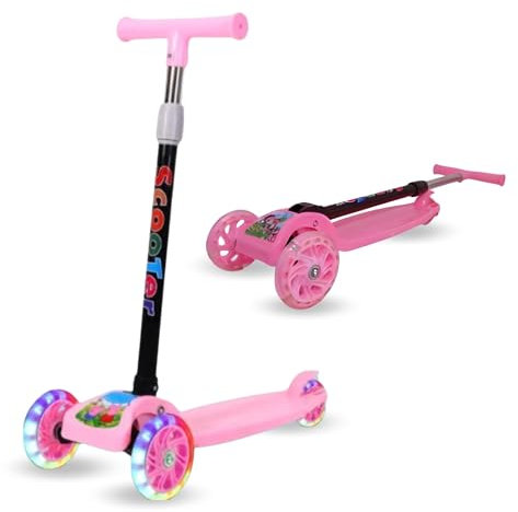 CHLOENCE - Monopattino Per Bambini A 3 Ruote, Certificato CE, Regolabile In Altezza, Per Bambini E Bambine da 2 a 6 Anni, Ruote in PU con Luce Led Lampeggiante, Rosa