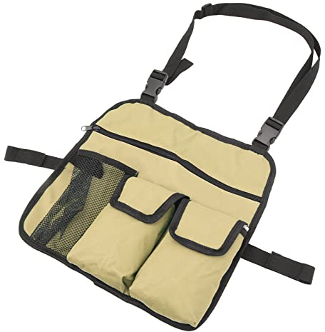 Fdit Strandstuhl-Aufbewahrungstasche, Mehrere Taschen, Große Kapazität, Strandsessel-Seiten-Organizer für Camping (Khaki)