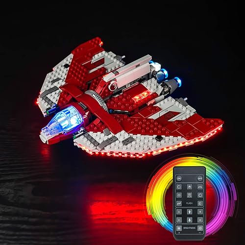 LocoLee Led Licht Set Kompatibel mit Lego Ahsoka Tanos T-6 Jedi Shuttle (Kein Lego-Set), Led Beleuchtungs Set Compatible with Lego 75362 Star Wars- Nur Lichter Set (Fernbedienung Version)