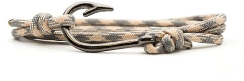 CRAFTMEMORE Fish Hook Pendant Bracelet - Made with 550 Military Paracord, Adjustable Bracelet & Anklet, adjustable, Nylon, zinc alloy