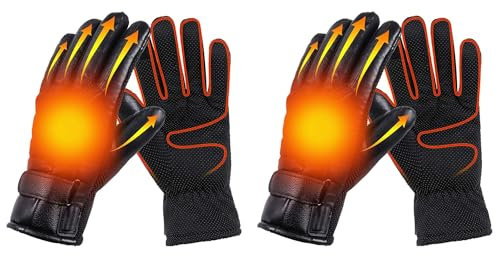 KOBONA 2 Pair Electric Heated Gloves with Touch Screen 10000MAh Rechargeable Heated Gloves For Women/Men,Waterproof Hand Warmer Gloves for Motorcycle Skiing Snowboarding Running Cycling Hiking