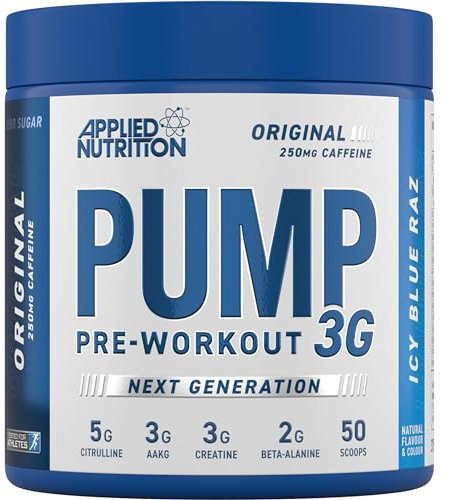 Applied Nutrition Pump 3G Pre Workout - Energy, Focus & Performance (375g - 25 Servings) (ICY Blue Raz)