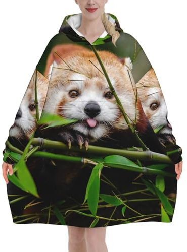 VAGILO Little Red Panda Decke Hoodie - Die übergroße Hoodie Sweatshirt Decke - Weiche, Bequeme, Flanell Und Warme Hoodie Decke Für Jeden Anlass