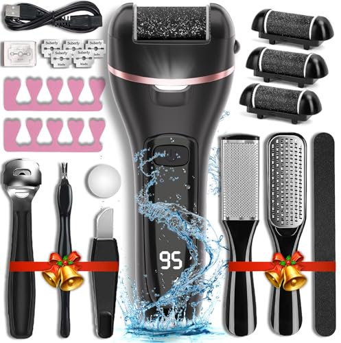 Wea&Hea Electric Callus Remover for Feet with Rechargeable Waterproof 17 in 1 Professional Pedicure Kit with 3 Roller Heads 2 Speed,Foot File, Foot Care Tools Perfect for Dead Hard Cracked Dry Skin