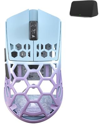 Darmoshark PAW3395 - Mouse da gioco wireless M2, Tri-Mode 4K/USB-C/Bluetooth fino a 26000 DPI, sensore ottico leggero 42 g, 5 pulsanti programmabili, durata della batteria 500 mAh, mouse per computer