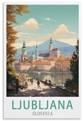 LNUYITR Ljubljana Slowenien, Vintage-Reiseposter, 40 x 60 cm, Leinwand-Kunst-Poster und Wandkunst, Bilddrucke, modernes Heim-Schlafzimmer, Dekor-Poster