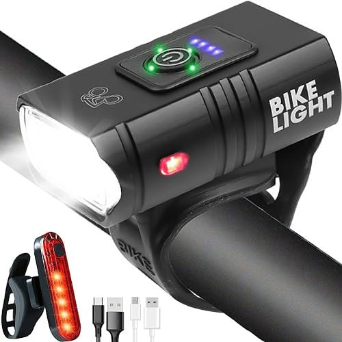 VCHOME Luces para Bicicletas LED de Alta Potencia, Juego Luces Bicicleta Delantera y Trasera, Luces para Bicicletas, Luces led Patinete electrico, luz Bicicleta Delantera y Trasera,1500LM