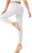 Geyuwoz Sport Leggings Damen Sportleggins Blickdicht Leggins Weisse Baumwolle Leggings Weiße Hose Damen Elastisch Sporthose Yogahose Fitnesshose Laufhose WH S