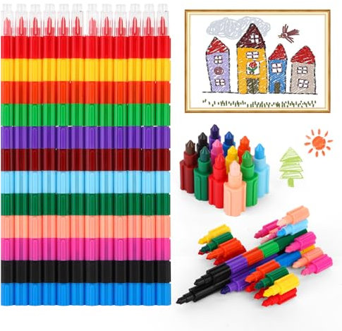 Hyber&Cara 12 lápices de colores apilables, 12 colores, para cumpleaños, regalos y fiestas, suministros escolares