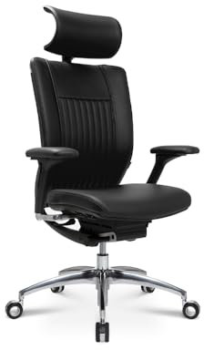 Wagner Titan Limited S ergonomischer Profi Bürostuhl mit Armlehnen und Dondola Sitzgelenk 5 Jahre Garantie inkl. Rückenlehne echt Leder schwarz