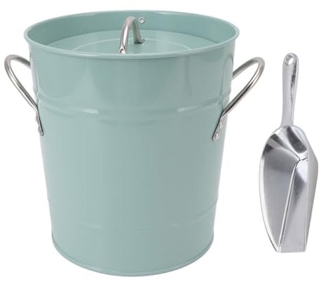 EUTYRG Ice Bucket Blue Round Galvanized Ice Buckets with Lid and Ice Shovel Champagne Wine Beer Bucket