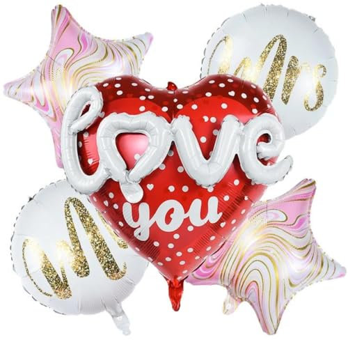 DIWULI Love you Ballon-Set - Herz Mr & Mrs Hochzeit Verlobung