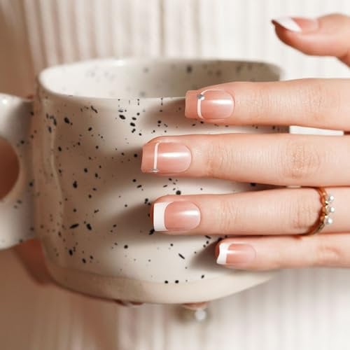 DANNI & TONI Semi Cured Gel Nail Strips,French Tips Soft Self-Adhesive Gel Nail Stickers,Ombre Salon-Quality Gel Nail Polish Strips(Subtle Chic) 28Pcs