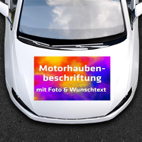 INDIGOS UG - Aufkleber selbst gestalten - Autoaufkleber mit Wunschtext oder Wunschmotiv - Foto - Domain Beschriftung Schriftzug - Schriftzug Aufkleber Wunschtext - bis 120 cm - Motorhaube