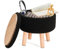 BRIAN & DANY Footstool with Storage, Small Storage Ottoman, Teddy Fleece Round Stool with Lid, Sherpa Foot Stool with Legs for Living Room Entryway, Black
