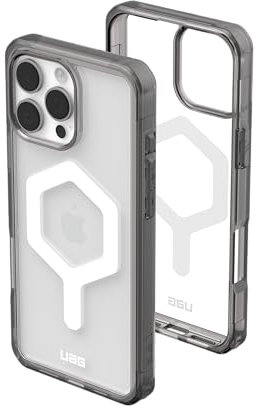 URBAN ARMOR GEAR Schutzhülle für iPhone 16 Pro Max, 6,9 Zoll, Plyo, kompatibel mit MagSafe-Ladegerät, robust, dünn, Anti-Vergilbung, transparent, transparent, stoßfest, Militärqualität, Asche/Weiß