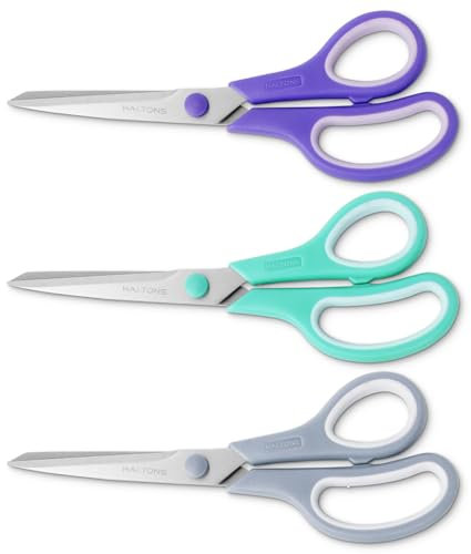 Haltons Multipurpose Scissors - Pack of 3 - Ultra Sharp Thickened Blades - Comfort-Grip Handles - Ergonomic Design - Reinforced Hinge - Metal & Plastic - 21x7.6 cm - Home, Office, Craft, Kitchen
