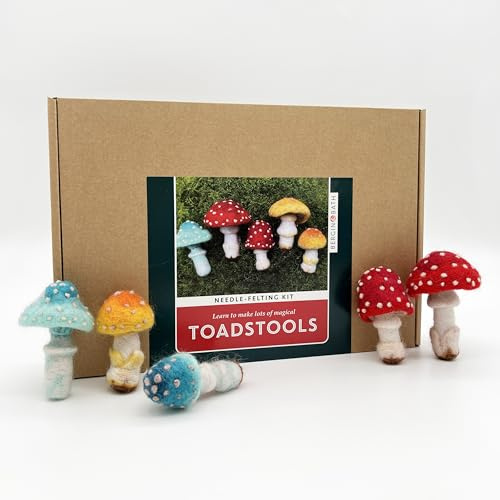 Bergin & Bath Needle Felting Kit, Toadstools - Adult Art Craft Kit for Beginners - Planet Friendly Wools