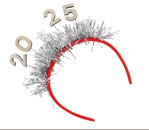 Happy New Year Haarreif,2025 Haarreif Silvester Haarreifen Silvester Kopfschmuck,Weihnachten Party Deko Kinder,Haarschmuck Stirnband,Weihnachts Damen Accessoires,Christmas Kopfbedeckung (Silbrig)