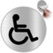 LEIASA Plaque de toilette autocollante pour personnes handicapées - Aluminium - Épaisseur : 0,6 mm - Diamètre : 100 mm - Plaque de toilettes pour handicapés - (plaque de toilettes handicapés)