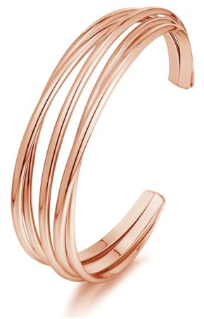 LILIE&WHITE Bracciale Donna in Oro Rosa, Design Elegante a 3 Strati, Antiallergico, Resistente al Colore - Regalo per Ogni Occasione