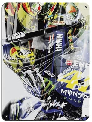 HRJHE Poster Racing Driver, Valentino Rossi, Poster, Blechschild, Vintage, Metall, Pub, Club, Café, Bar, Zuhause, Wandkunst, Dekoration, Poster, Retro, 30 x 40 cm, 4 Stück