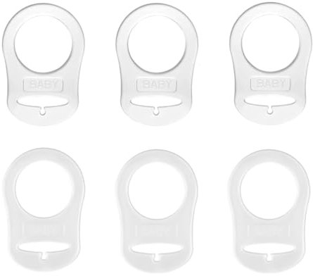 JAWUZ 6 Pezzi Porta Ciuccio Femmina, Pulsante di Silicone Anello, Anello Adattatore per Ciuccio per Bambini, Bianco + trasparente