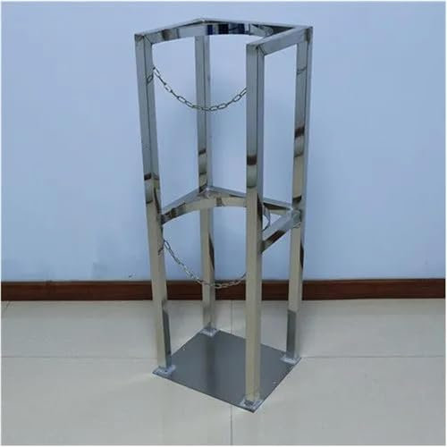 KEuLen Oxygen Cylinder Rack, Gas Cylinder Trolley, Cylinder Organizer Shelf With Protective Chain, Stainless Steel Gas Cylinder Storage Rack(Inlet 6.3 in-8.7 x 7.9 x 15.7 in)