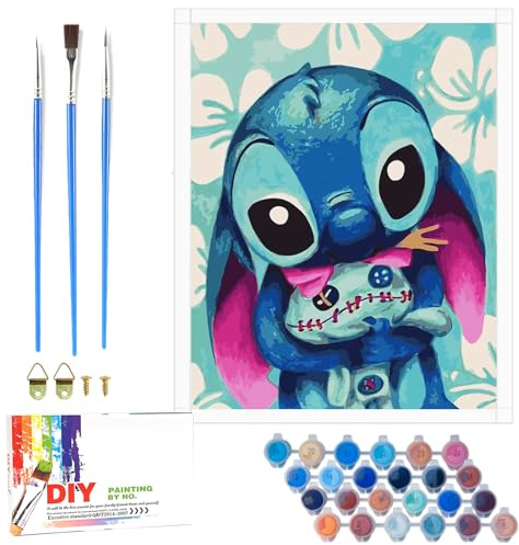 QDUODUO Malen Nach Zahlen für Teenager und Erwachsene Anfänger, 40x50cm Paint by Numbers Große Cartoon Painting Basteln Kit mit Leinwand Pinseln Acrylpigment, DIY Gemälde Bastelset für Jungen Mädchen