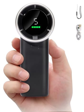 HONEYYEAR Tragbarer Hand-Turboventilator mit LED-Anzeige, tragbarer Mini-Ventilator mit 5 Stufen, wiederaufladbare USB-Ventilatoren mit 3600 mAh, kleiner Taschenventilator für Reisen, Konzerte