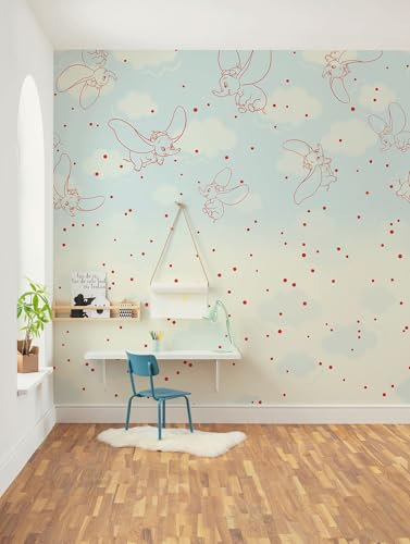 Komar Non-Woven Photo Wallpaper - Disney Dumbo Clouds - Size 250 x 250 cm - Children's Wallpaper