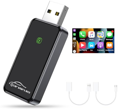 Carplay Adattatore Wireless Car Play per iPhone, Adattatore Wireless Car Play per Apple, Apple Carplay senza cavo, conversione di fabbrica da CarPlay a Wire-Less con auto 2015 e iOS 10+, 5,8 GHz WiFi