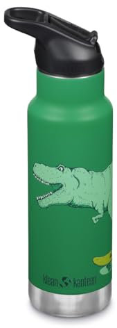 Klean Kanteen - Botella Classic infantil con tapa Seal Sport 12oz (355 ml) Verde Dino Skate