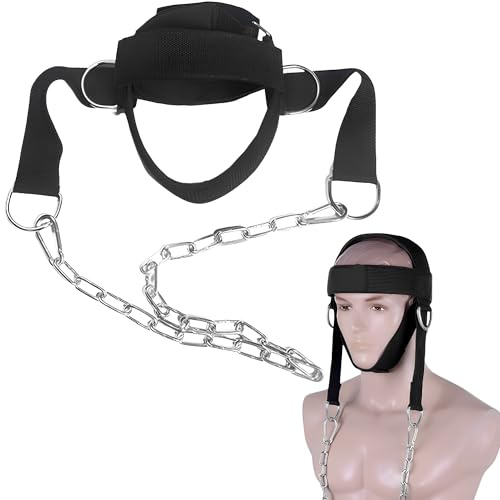 SQAQS Kopftrainer Männer Nackentrainer Hals, Blau Schwarz Metallschnalle Nackentrainer, Krafttraining, Verstellbares Kopfgeschirr Fitness, Nackentraining, Kopfgeschirr, Bodybuilding