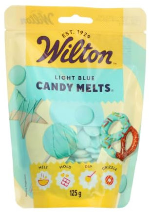 Wilton Candy Melts Hellblau: Schmelzende Glasur mit Süßem, Cremigem Geschmack zum Gießen, Dippen und Dekorieren - für Cake Pops, Keksen, Pralinen und Kuchen - 125 g